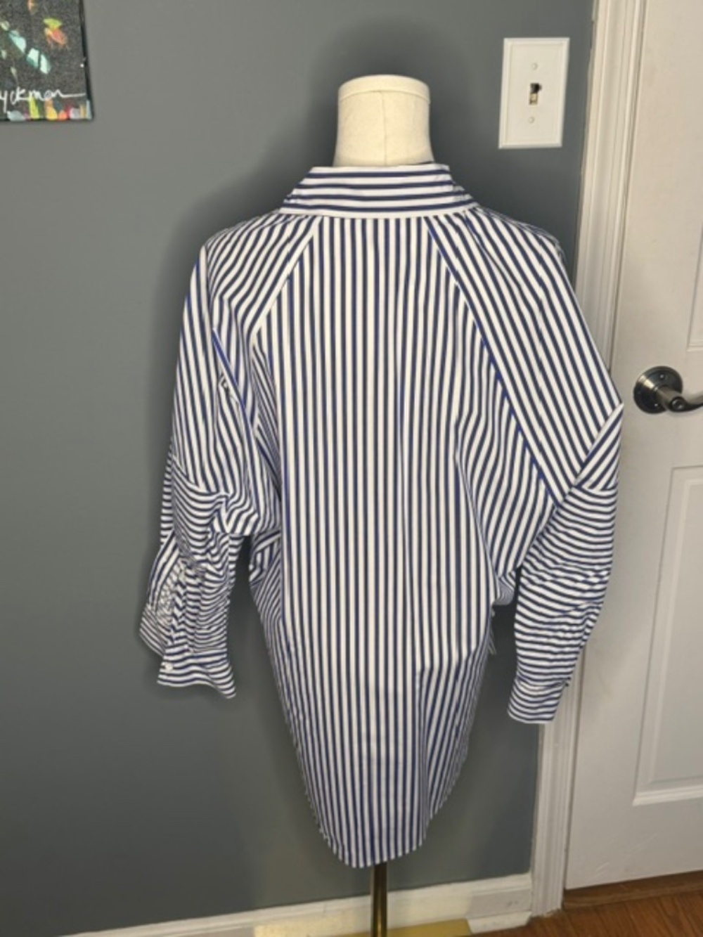 The Frankie Shop Oversized Blue Stripe Button Down Shirt - Picture 3 of 3
